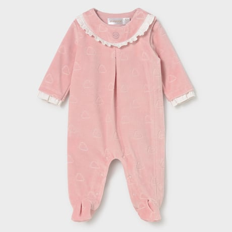 〈mayoral〉Ruffled Velour Romper (pink) ※BABY