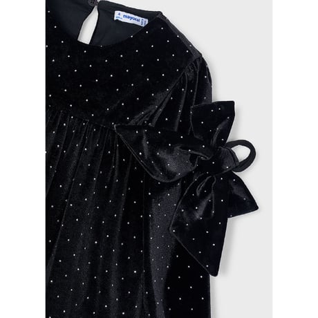〈mayoral〉Velvet dress with a Hair tie(Black)※KIDS