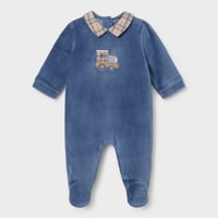 〈mayoral〉Velour Romper(blue)  ※BABY