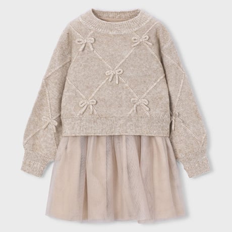 〈mayoral〉Girls' knitted dress with bows ※KIDS