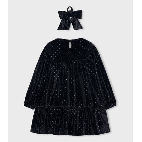 〈mayoral〉Velvet dress with a Hair tie(Black)※KIDS