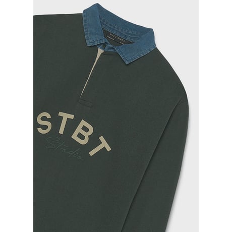 〈mayoral〉Boys' polo shirt with contrasting collar（moss）※JUNIOR