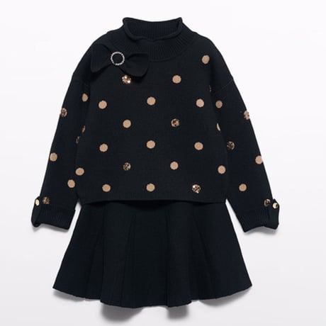 〈Abel&Lula〉  Polka-dot knitted skirt set※KIDS&JUNIOR