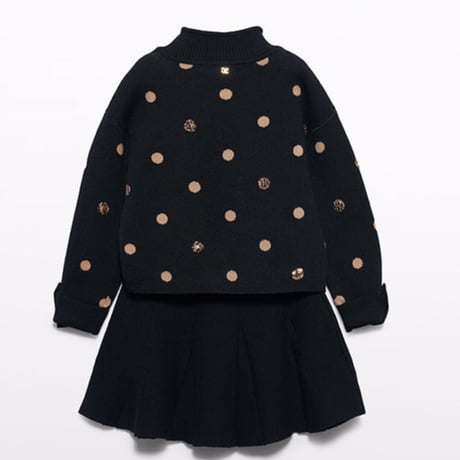 〈Abel&Lula〉  Polka-dot knitted skirt set※KIDS&JUNIOR
