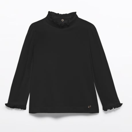 〈Abel&Lula〉Swan neck girls shirt(Black)※KIDS&JUNIOR