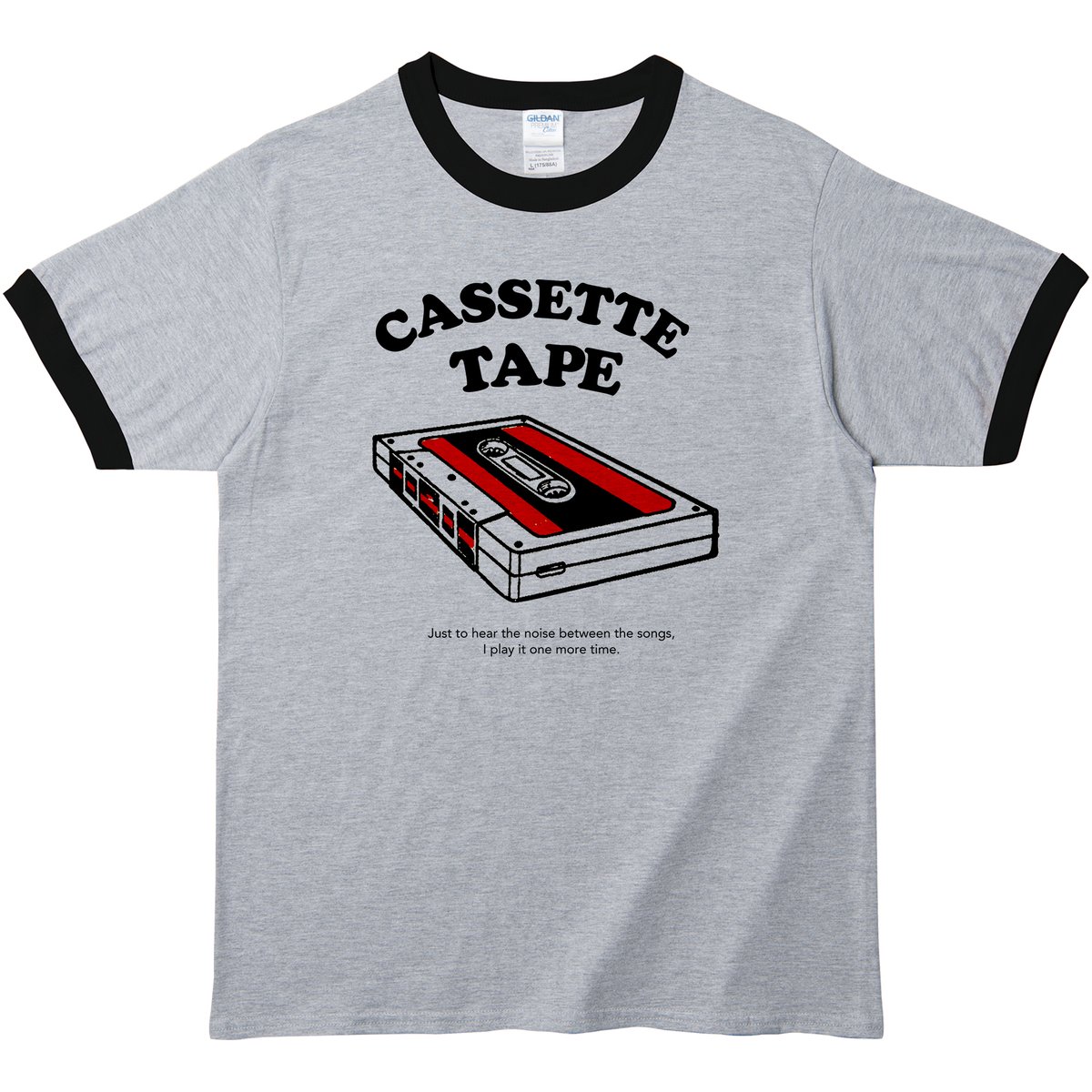 Cassette tape/カセット・テープ】5.3オンス Tシャツ/GYBK/RT- 96