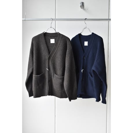 TOUJOURS  / EXTRA FINE PURE CASHMERE KNIT RIB STITCH V -NECK CARDIGAN
