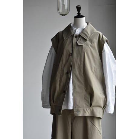 TOUJOURS / washed  peach cotton *PA twill cloth  Oversize   Harrington vest