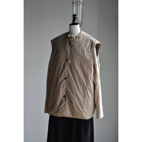 TOUJOURS / Glen plaid  PL*silk paper tafta cloth reversible padded utilityvest
