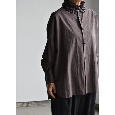 TOUJOURS  /  FINE YARN COTTON CLOTH NECK RUFFLE SHIRT