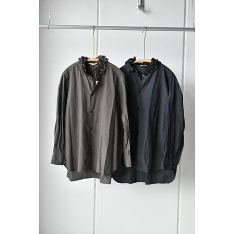 TOUJOURS  /  FINE YARN COTTON CLOTH NECK RUFFLE SHIRT