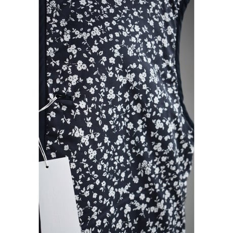TOUJOURS/ Flower  print cotton stretch cloth reversible padded utility vest