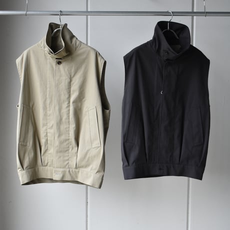 TOUJOURS / washed  peach cotton *PA twill cloth  Oversize   Harrington vest