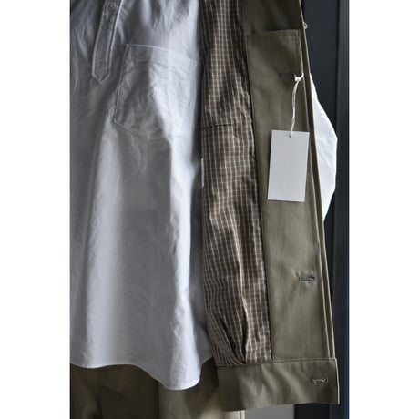 TOUJOURS / washed  peach cotton *PA twill cloth  Oversize   Harrington vest