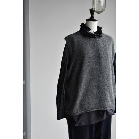 TOUJOURS  /  FINE YARN COTTON CLOTH NECK RUFFLE SHIRT