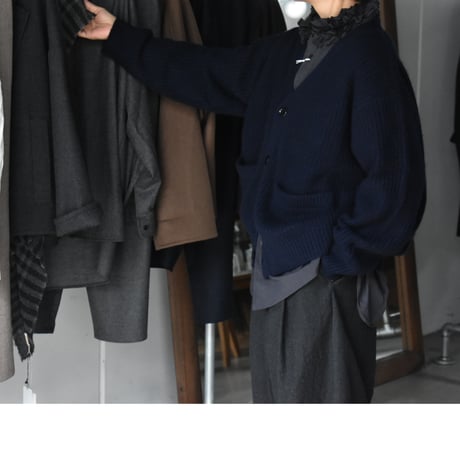 TOUJOURS  / EXTRA FINE PURE CASHMERE KNIT RIB STITCH V -NECK CARDIGAN