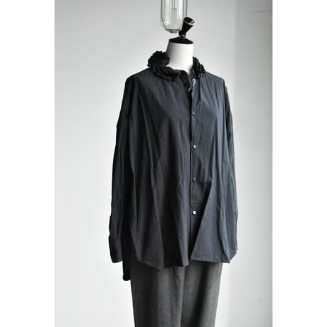 TOUJOURS  /  FINE YARN COTTON CLOTH NECK RUFFLE SHIRT