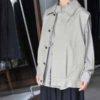 TOUJOURS / washed  peach cotton *PA twill cloth  Oversize   Harrington vest