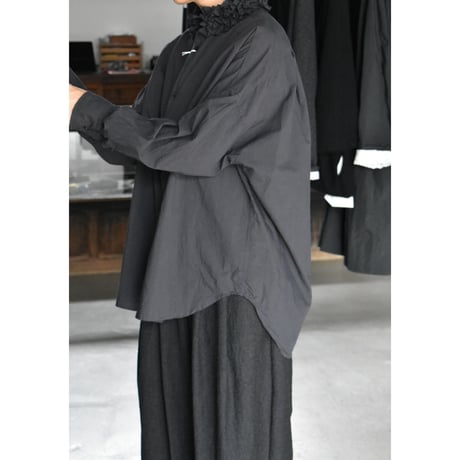 TOUJOURS  /  FINE YARN COTTON CLOTH NECK RUFFLE SHIRT