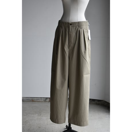 TOUJOURS / washed  peach cotton *PA twill cloth 2-in -pleat baggy chino