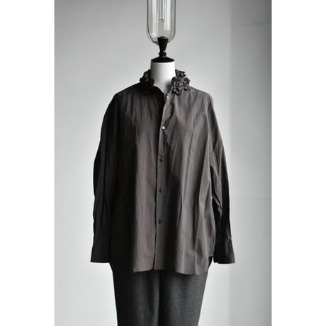 TOUJOURS  /  FINE YARN COTTON CLOTH NECK RUFFLE SHIRT