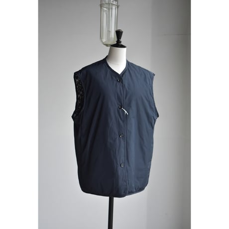 TOUJOURS/ Flower  print cotton stretch cloth reversible padded utility vest
