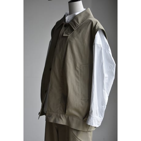 TOUJOURS / washed  peach cotton *PA twill cloth  Oversize   Harrington vest