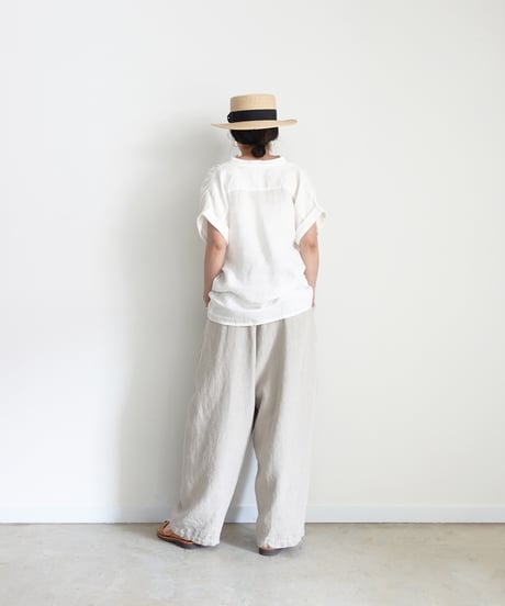 ichiAntiquités 1001133 Linen French sleeve Shirt / A : WHITE
