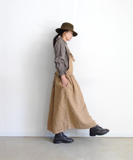 【 LIMITED COLLECTION 】Antiquités noir  1000411 Vintage Linen Apron Dress / A : BEIGE