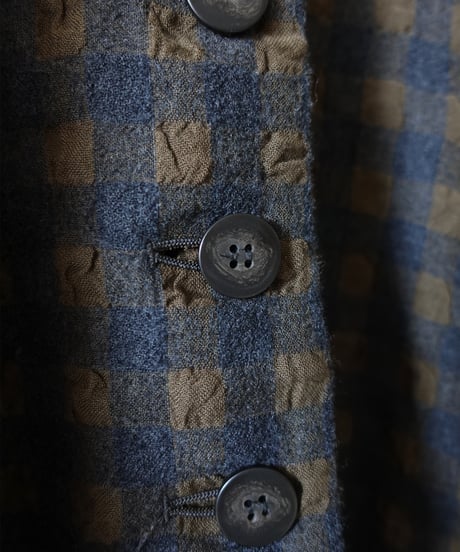 ichiAntiquités 1200318 Cotton Wool Gingham Check Jacket / 3 COLORS