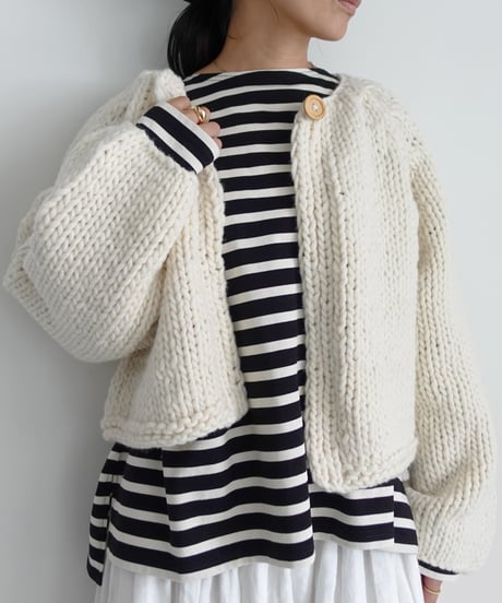 ichiAntiquités 1200344 Cotton Border Pullover / 2 COLORS