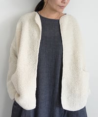 【ONLINE LIMITED】i c h i  240162 PERU Hand KANOKO Knit Cardigan / A : NATURAL