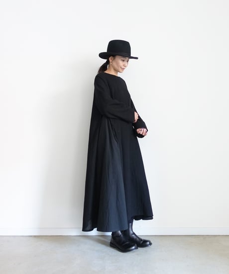i c h i  260425 Wool Gauze & Cotton Cloth Dress / 2 COLORS