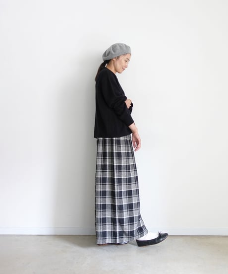 i c h i 260414 Cotton Linen Check Pants / C : GRAY CHECK