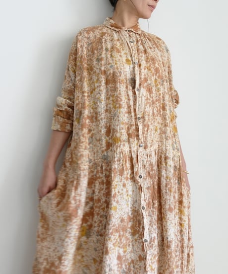 ichiAntiquités 800334 Natural dyed Linen Shirt Dress / 2 COLORS
