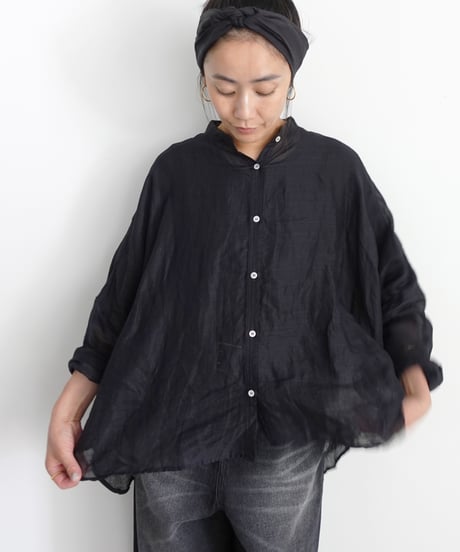 i c h i 260124 Linen Ramie Sheer Cross Shirt / 2 COLORS