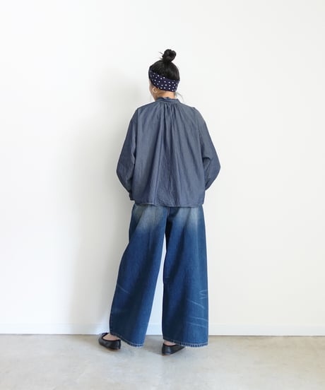 i c h i  260403 Denim 2way Frill Blouse / 2 COLORS