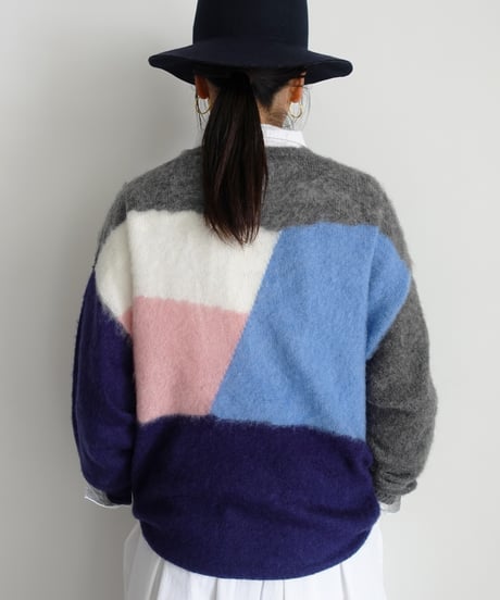 i c h i  260452 Color Panel Knit Pullover / 2 COLORS