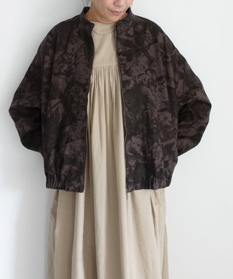 i c h i  260519 Flower Print Zip Blouson / C : BROWN