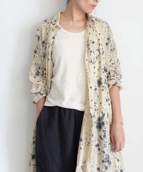 ichiAntiquités 800334 Natural dyed Linen Shirt Dress / 2 COLORS
