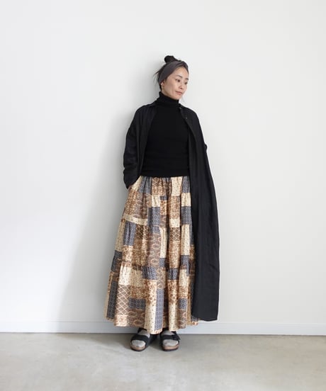 i c h i 241135 Vintage Patchwork Print Skirt / A : Vintage Patchwork