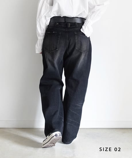 i c h i  241230 Denim Sarrouel Pants / D : BLACK・2 SIZE