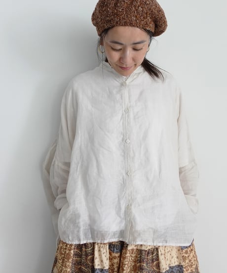 i c h i 260124 Linen Ramie Sheer Cross Shirt / 2 COLORS