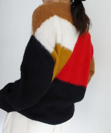 i c h i  260452 Color Panel Knit Pullover / 2 COLORS