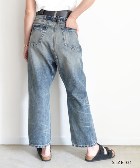 i c h i  241230 Denim Sarrouel Pants / A : LIGHT・2 SIZE