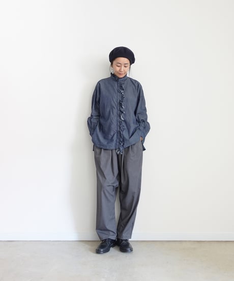 i c h i  260404 Denim 2way Frill Shirt / 2 COLORS