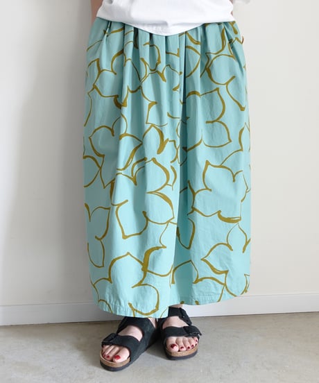i c h i  251226  Flower Print Skirt / B : GREEN
