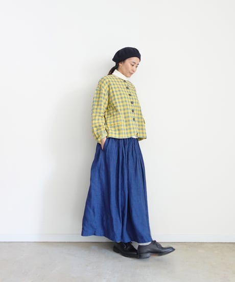 ichiAntiquités 1200318 Cotton Wool Gingham Check Jacket / 3 COLORS