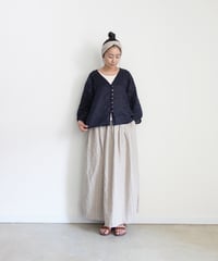 ichiAntiquités 1101111 Linen Canvas V neck Shirt / C : NAVY