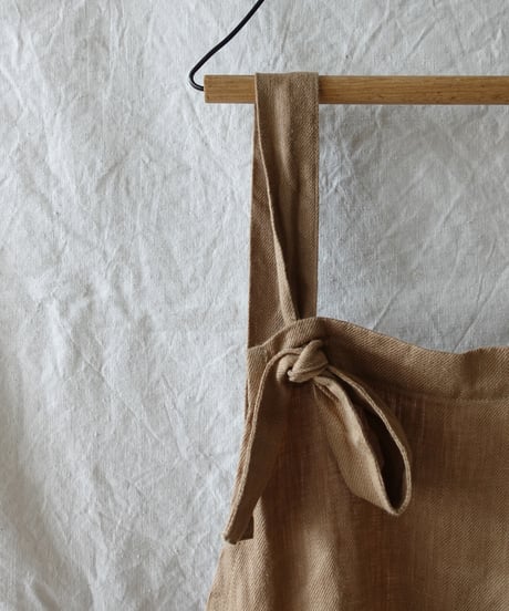 【 LIMITED COLLECTION 】Antiquités noir  1000411 Vintage Linen Apron Dress / A : BEIGE